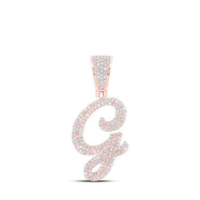 Load image into Gallery viewer, 10kt Rose Gold Men's Round Diamond G Initial Letter Charm Pendant - 7/8 Cttw - Splendid Jewellery