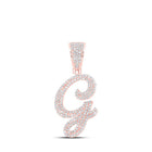 10kt Rose Gold Men's Round Diamond G Initial Letter Charm Pendant - 7/8 Cttw - Splendid Jewellery