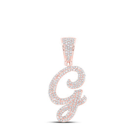 10kt Rose Gold Men's Round Diamond G Initial Letter Charm Pendant - 7/8 Cttw - Splendid Jewellery
