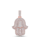 10kt Rose Gold Men's Round Diamond Hamsa Charm Pendant - Captivating Brilliance - Splendid Jewellery