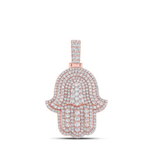 Load image into Gallery viewer, 10kt Rose Gold Men's Round Diamond Hamsa Charm Pendant - Captivating Brilliance - Splendid Jewellery