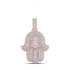10kt Rose Gold Men's Round Diamond Hamsa Charm Pendant - Captivating Brilliance - Splendid Jewellery