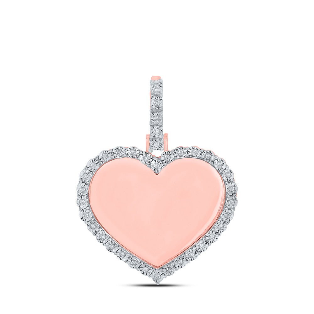 10kt Rose Gold Men's Round Diamond Heart Memory Charm Pendant 1/10 Cttw - A Timeless Treasure - Splendid Jewellery