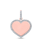10kt Rose Gold Men's Round Diamond Heart Memory Charm Pendant 1/10 Cttw - A Timeless Treasure - Splendid Jewellery