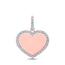 Load image into Gallery viewer, 10kt Rose Gold Men's Round Diamond Heart Memory Charm Pendant 1/10 Cttw - A Timeless Treasure - Splendid Jewellery
