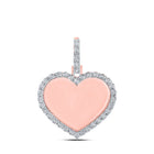 10kt Rose Gold Men's Round Diamond Heart Memory Charm Pendant 1/10 Cttw - A Timeless Treasure - Splendid Jewellery