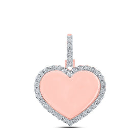 10kt Rose Gold Men's Round Diamond Heart Memory Charm Pendant 1/10 Cttw - A Timeless Treasure - Splendid Jewellery
