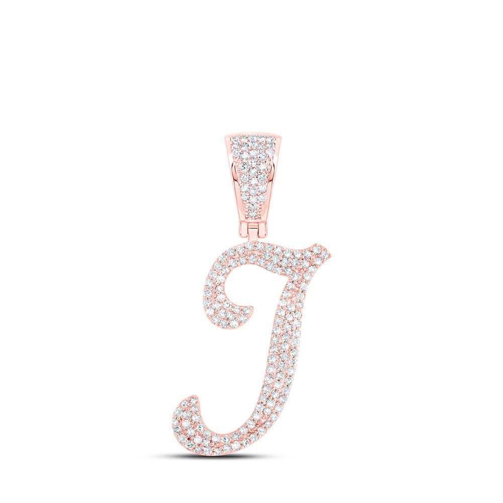 10kt Rose Gold Men's Round Diamond I Initial Letter Charm Pendant - 5/8 Cttw | Splendid Jewellery - Splendid Jewellery