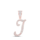 10kt Rose Gold Men's Round Diamond I Initial Letter Charm Pendant - 5/8 Cttw | Splendid Jewellery - Splendid Jewellery