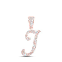 Load image into Gallery viewer, 10kt Rose Gold Men's Round Diamond I Initial Letter Charm Pendant - 5/8 Cttw | Splendid Jewellery - Splendid Jewellery