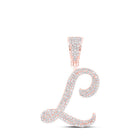 10kt Rose Gold Men's Round Diamond L Initial Charm Pendant 7/8 Cttw - A Dazzling Statement of Style and Elegance - Splendid Jewellery