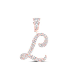 10kt Rose Gold Men's Round Diamond L Initial Charm Pendant 7/8 Cttw - A Dazzling Statement of Style and Elegance - Splendid Jewellery