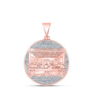 10kt Rose Gold Men's Round Diamond Last Supper Circle Charm Pendant - 1/2 Cttw - Splendid Jewellery - Splendid Jewellery