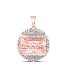 Load image into Gallery viewer, 10kt Rose Gold Men's Round Diamond Last Supper Circle Charm Pendant - 1/2 Cttw - Splendid Jewellery - Splendid Jewellery