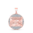 10kt Rose Gold Men's Round Diamond Last Supper Circle Charm Pendant - 1/2 Cttw - Splendid Jewellery - Splendid Jewellery