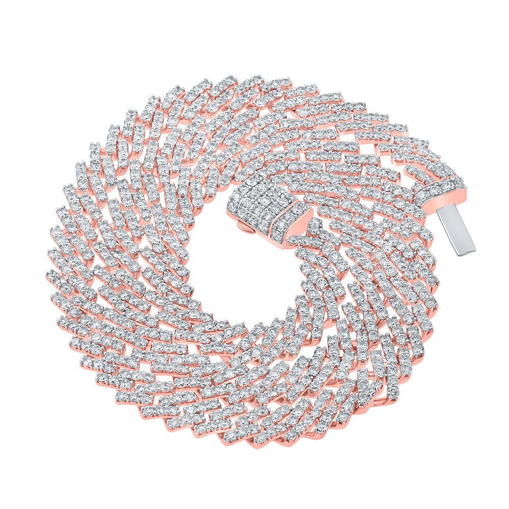 10kt Rose Gold Men's Round Diamond Link Chain Necklace - 17 - 3/4 Cttw - Splendid Jewellery