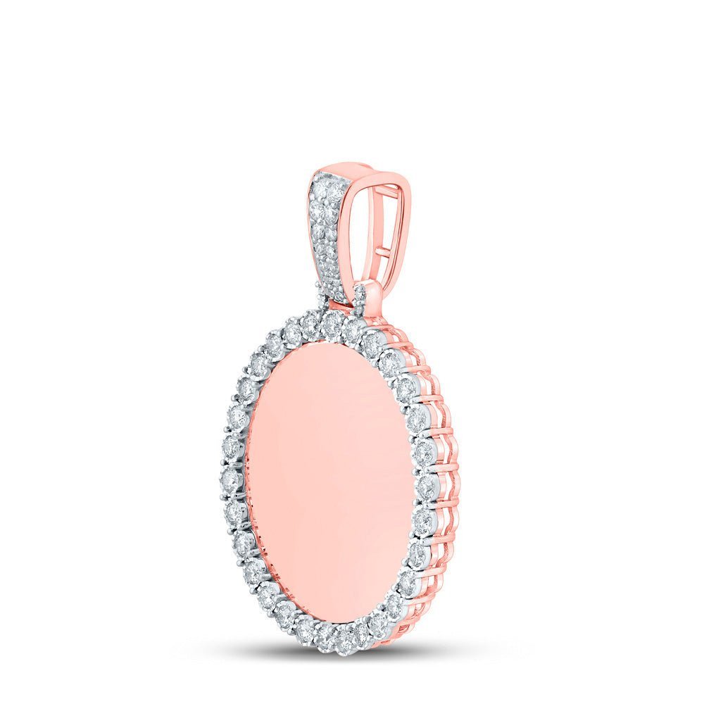 10kt Rose Gold Men's Round Diamond Memory Circle Charm Pendant - 3/4 Cttw | Splendid Jewellery - Splendid Jewellery