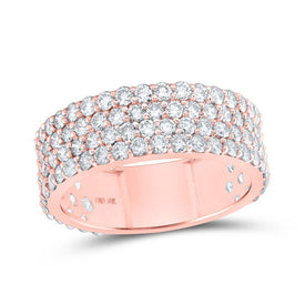 10kt Rose Gold Men's Round Diamond Pave 4 - Row Band Ring - Exquisite Brilliance - Splendid Jewellery