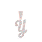 10kt Rose Gold Men's Round Diamond Y Initial Letter Charm Pendant 7/8 Cttw - Exquisite Diamond Elegance - Splendid Jewellery