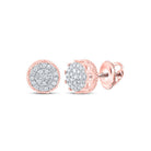 10kt Rose Gold Round Diamond Cluster Earrings for Men - 1/2 Cttw | Splendid Jewellery - Splendid Jewellery