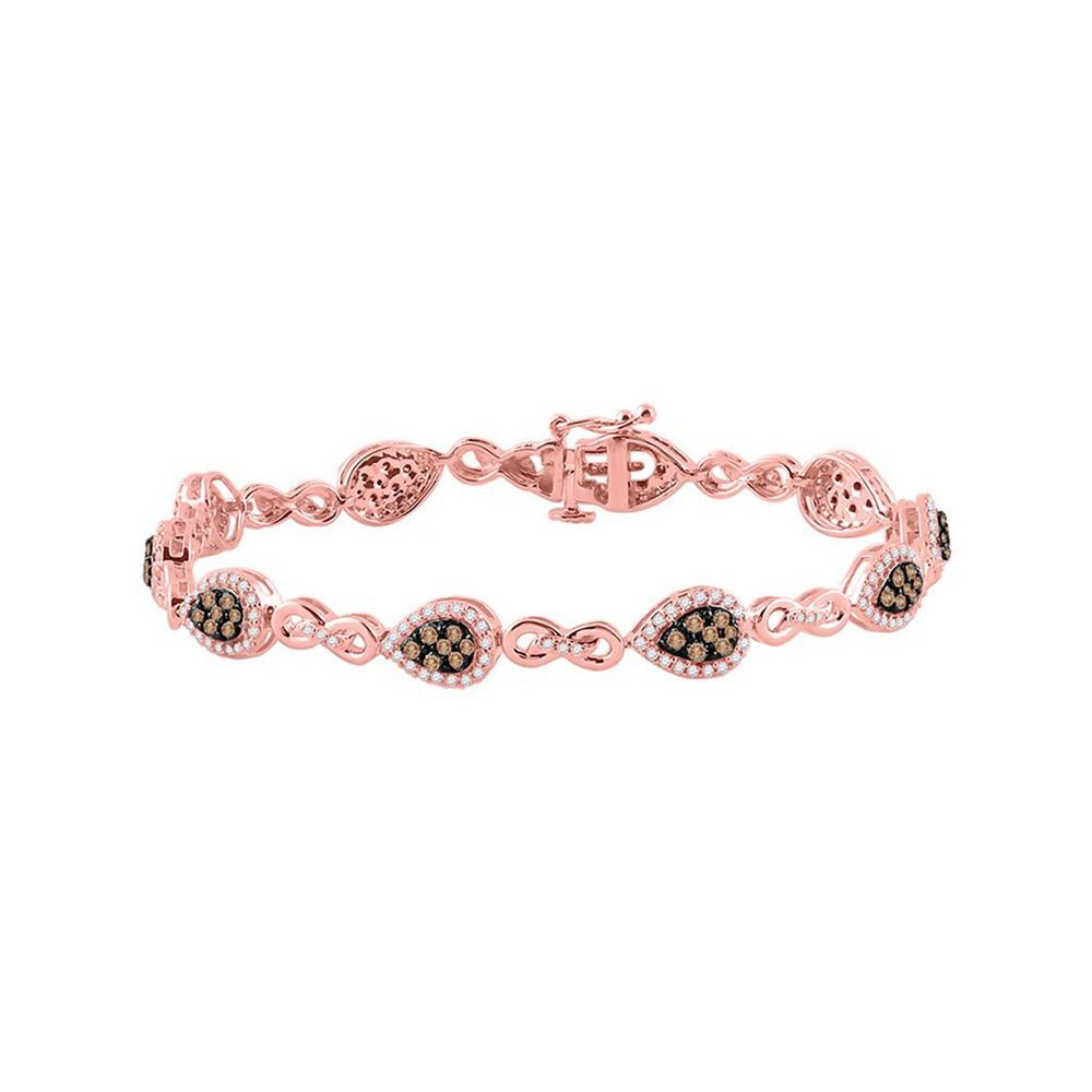 10kt Rose Gold Women's Round Brown Diamond Fashion Bracelet 2 Cttw | Splendid Jewellery - Splendid Jewellery