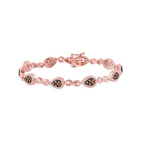 10kt Rose Gold Women's Round Brown Diamond Fashion Bracelet 2 Cttw | Splendid Jewellery - Splendid Jewellery