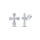 10kt Sparkling Diamond Cross Earrings in White Gold - Symbolic Elegance at Its Finest - Splendid Jewellery