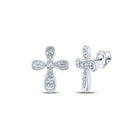 10kt Sparkling Diamond Cross Earrings in White Gold - Symbolic Elegance at Its Finest - Splendid Jewellery