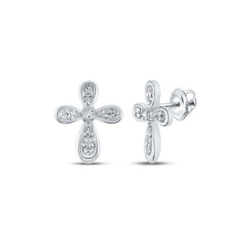 10kt Sparkling Diamond Cross Earrings in White Gold - Symbolic Elegance at Its Finest - Splendid Jewellery