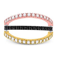 Load image into Gallery viewer, 10kt Tri-Tone Gold Convertible Diamond Stackable Band: A Versatile and Mesmerizing Piece of Splendid Jewellery - Alternate view 2 from Splendid Jewellery