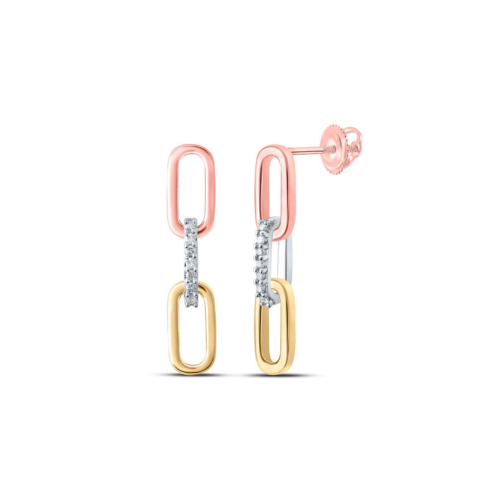 10kt Tri - Tone Gold Diamond Delight Dangle Earrings - Splendid Jewellery