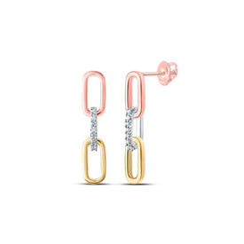 10kt Tri - Tone Gold Diamond Delight Dangle Earrings - Splendid Jewellery