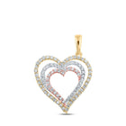 10kt Tri - Tone Gold Diamond Heart & Love Symbol Pendant - Splendid Jewellery
