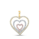10kt Tri - Tone Gold Diamond Heart & Love Symbol Pendant - Splendid Jewellery
