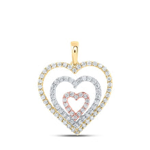 Load image into Gallery viewer, 10kt Tri - Tone Gold Diamond Heart &amp; Love Symbol Pendant - Splendid Jewellery