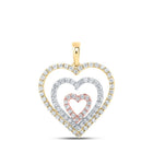 10kt Tri - Tone Gold Diamond Heart & Love Symbol Pendant - Splendid Jewellery