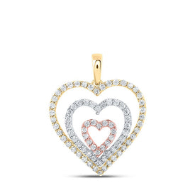 10kt Tri - Tone Gold Diamond Heart & Love Symbol Pendant - Splendid Jewellery