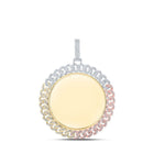 10kt Tri - Tone Gold Men's Diamond Memory Circle Charm Pendant - 2 Cttw - Splendid Jewellery