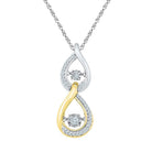 10kt Tri - Tone Gold Moving Diamond Teardrop Pendant - A Mesmerizing Statement Piece - Splendid Jewellery