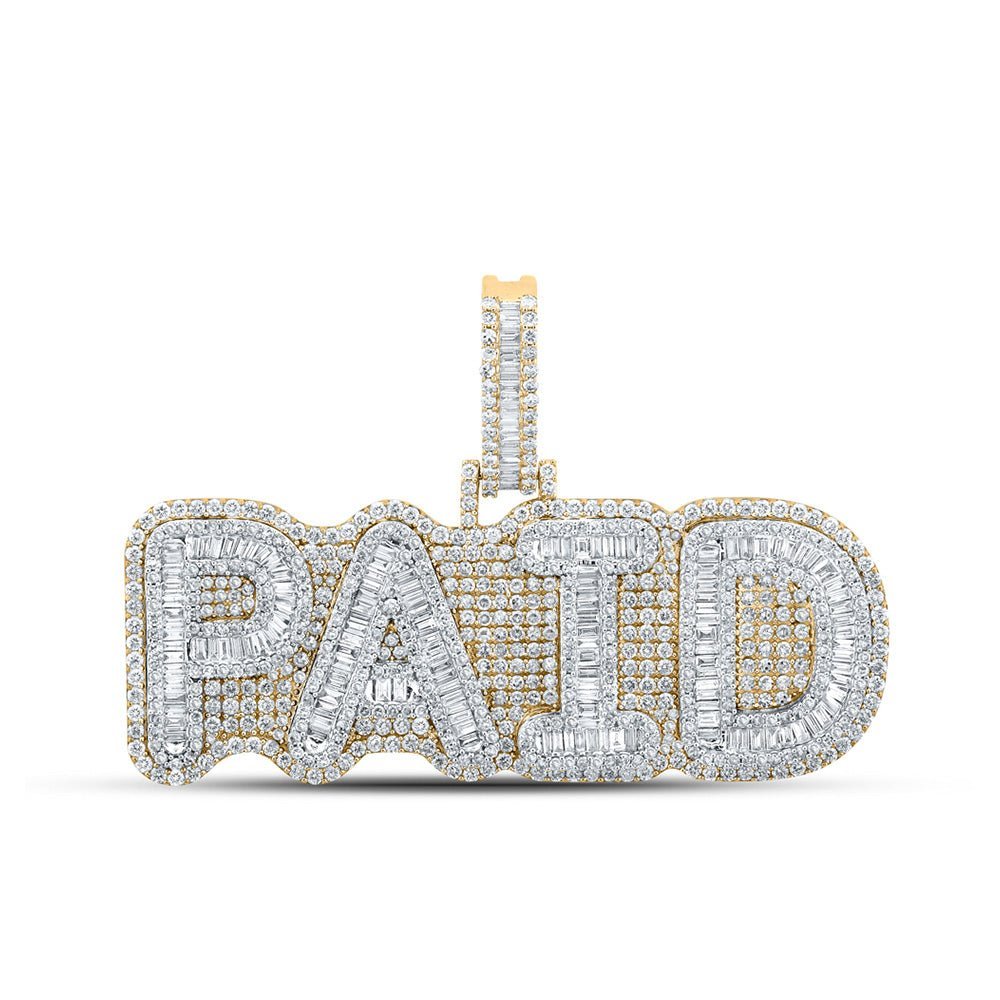 10kt Two - tone Gold Baguette and Round Diamond Charm Pendant - 5 - 7/8 Cttw - Splendid Jewellery