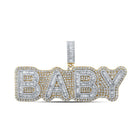 10kt Two - tone Gold Baguette and Round Diamond Charm Pendant for Men - 6 - 1/2 Cttw - Splendid Jewellery