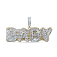Load image into Gallery viewer, 10kt Two - tone Gold Baguette and Round Diamond Charm Pendant for Men - 6 - 1/2 Cttw - Splendid Jewellery