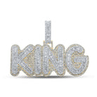 10kt Two - tone Gold Baguette and Round Diamond King Charm Pendant - 5 - 1/4 Cttw - Splendid Jewellery
