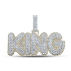 10kt Two - tone Gold Baguette and Round Diamond King Charm Pendant - 5 - 1/4 Cttw - Splendid Jewellery