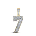 10kt Two - tone Gold Baguette and Round Diamond Number 7 Charm Pendant - 1 - 1/3 Cttw - Splendid Jewellery