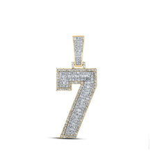 Load image into Gallery viewer, 10kt Two - tone Gold Baguette and Round Diamond Number 7 Charm Pendant - 1 - 1/3 Cttw - Splendid Jewellery