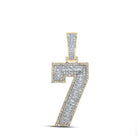 10kt Two - tone Gold Baguette and Round Diamond Number 7 Charm Pendant - 1 - 1/3 Cttw - Splendid Jewellery