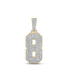 10kt Two - tone Gold Baguette and Round Diamond Number 8 Charm Pendant for Men - 1 - 7/8 Cttw - Splendid Jewellery