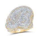 10kt Two - tone Gold Baguette Diamond B Initial Men's Ring - Striking Elegance - Splendid Jewellery