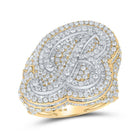 10kt Two - tone Gold Baguette Diamond B Initial Men's Ring - Striking Elegance - Splendid Jewellery